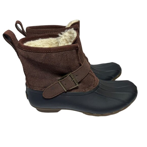 Sperry Top Sider Rip Water Duck Boots Faux Fur Womens 9 Waterproof Blue Rubber - Picture 11 of 16